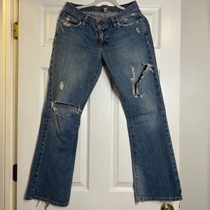 Abercrombie & Fitch early 2000s distressed bootcut jeans